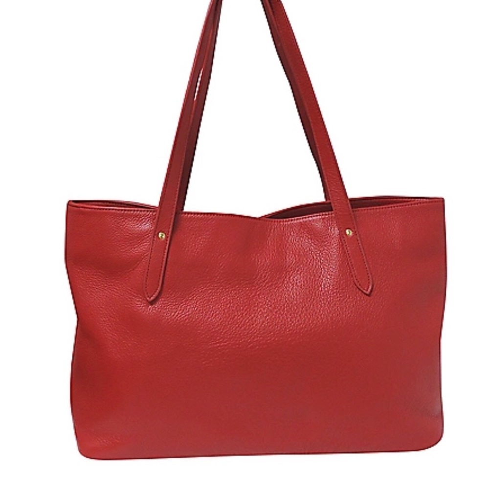 Buxton Red Leather Tote Bag with Minimalist Design